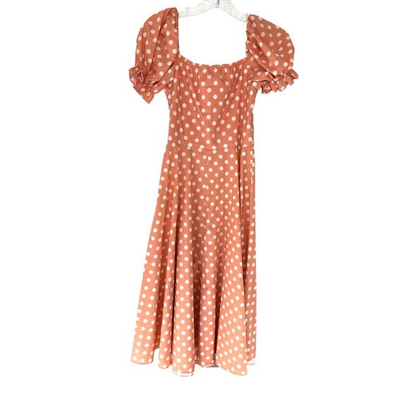 Caroline Constas Savannah Trad Cottagecore Puff Sleeve Polka Dot Dress Small - Picture 8 of 13